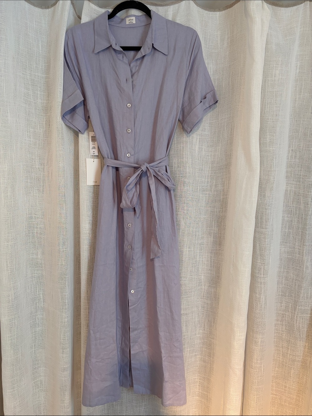 Wilfred Button-Front Shirt Dress with Waist Tie
